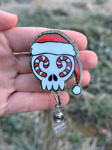 Candy Cane Skull, Glittered Skull, Christmas Skull, Candy Canes