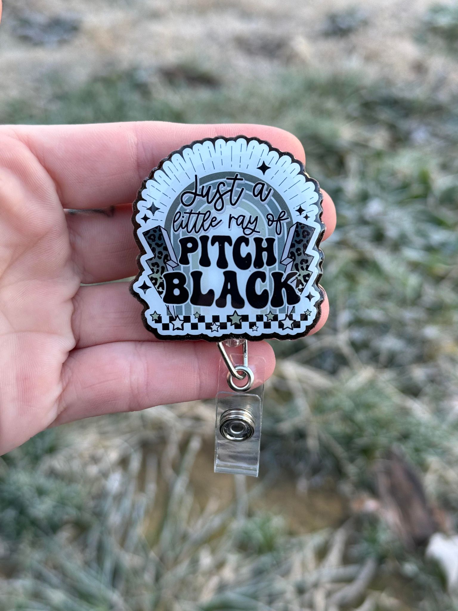 Ray of Pitch Black Badge Reel, Emo Badge Reel, Black and White, Black and white Leopard